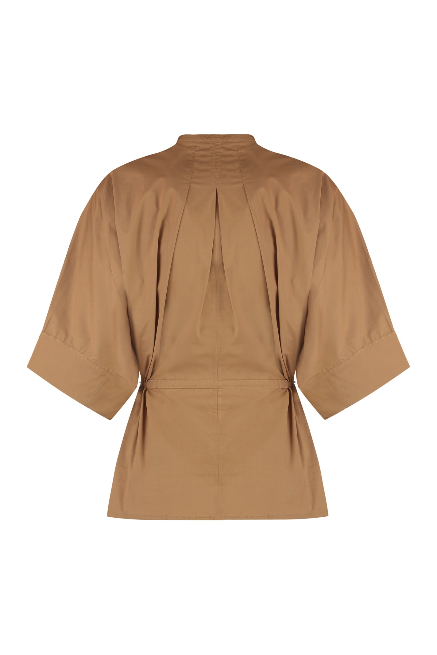 Shop Yves Salomon Cotton Blouse In Camel