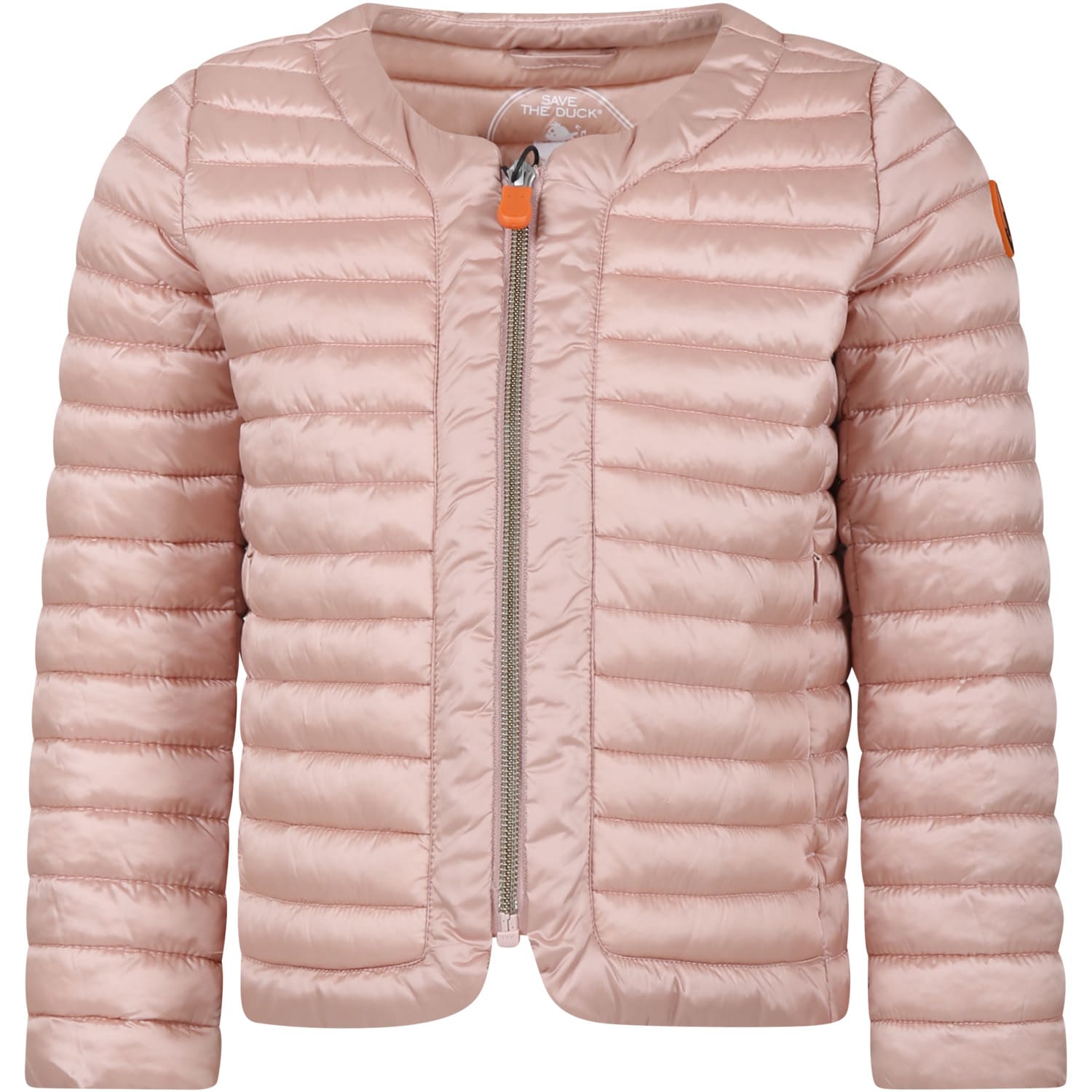 Save The Duck Kids' Pink Vela Down Jacket For Girl With Iconic Logo