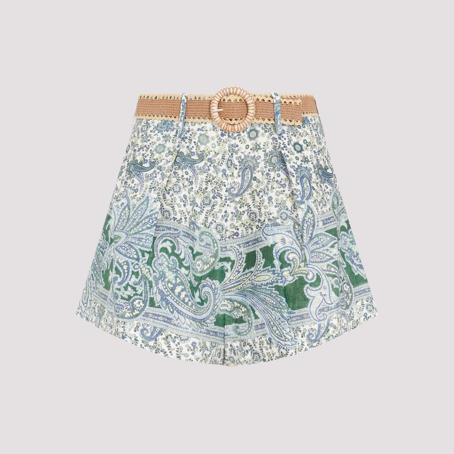 Shop Zimmermann Ottie Tuck Short In Green Paisley