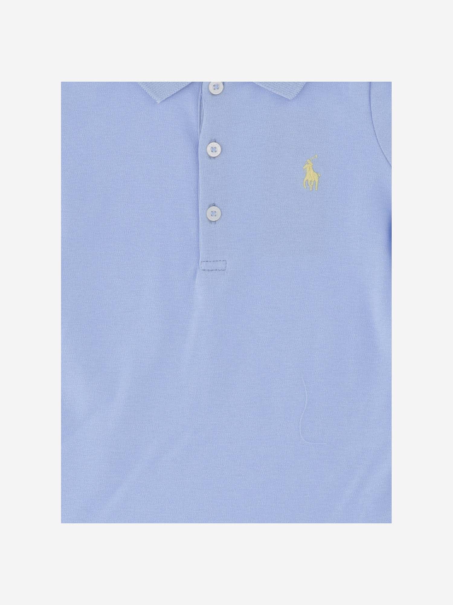 Shop Polo Ralph Lauren Cotton Dress With Ruffles And Logo In Blue