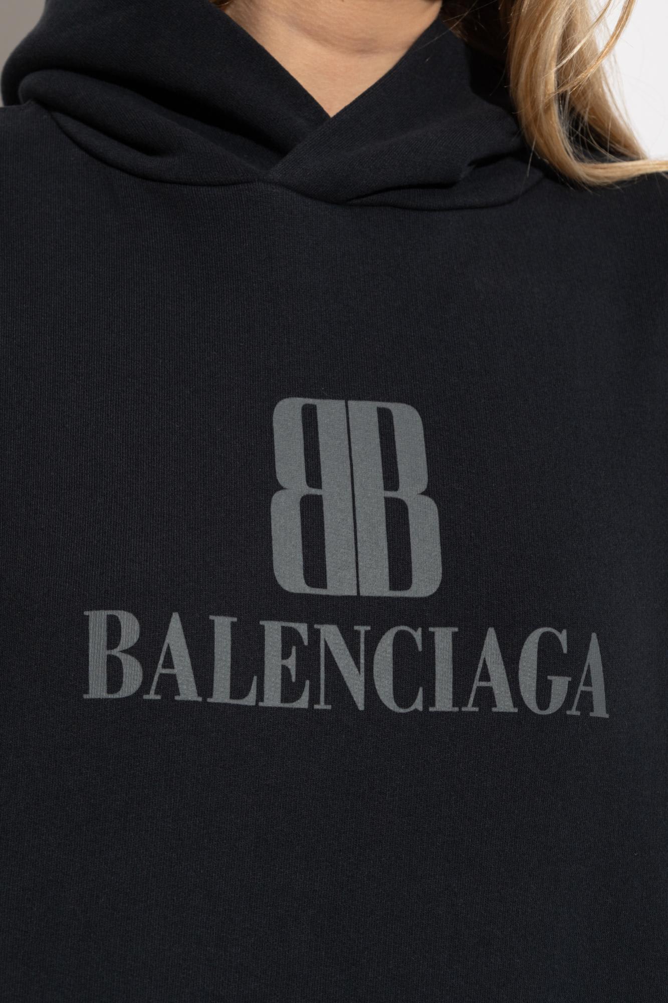 Balenciaga Cropped Hoodie Clothing In Black