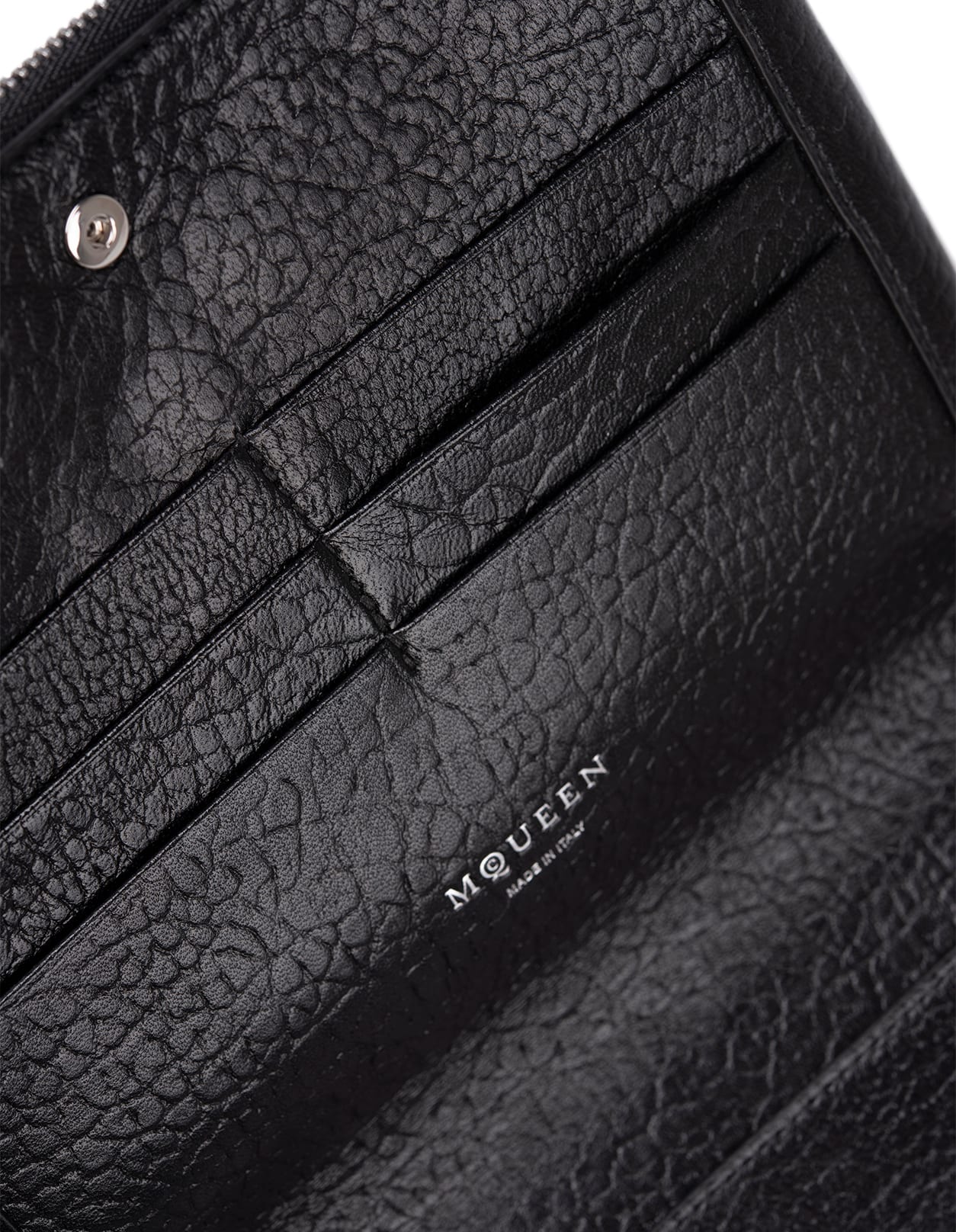 Alexander Mcqueen Black Hammered Leather Clutch Bag With Logo In Black