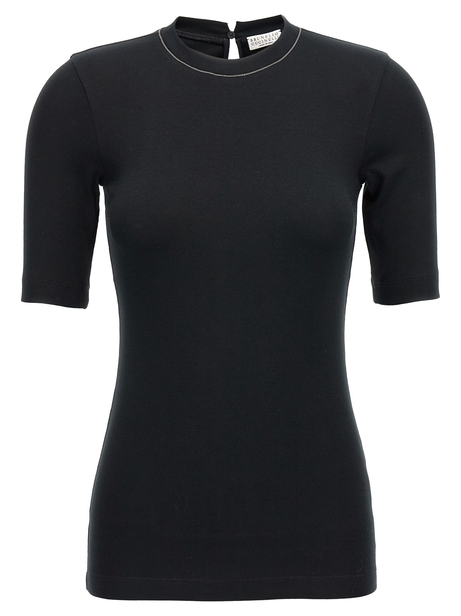 Brunello Cucinelli Monile Ribbed T-shirt In Black