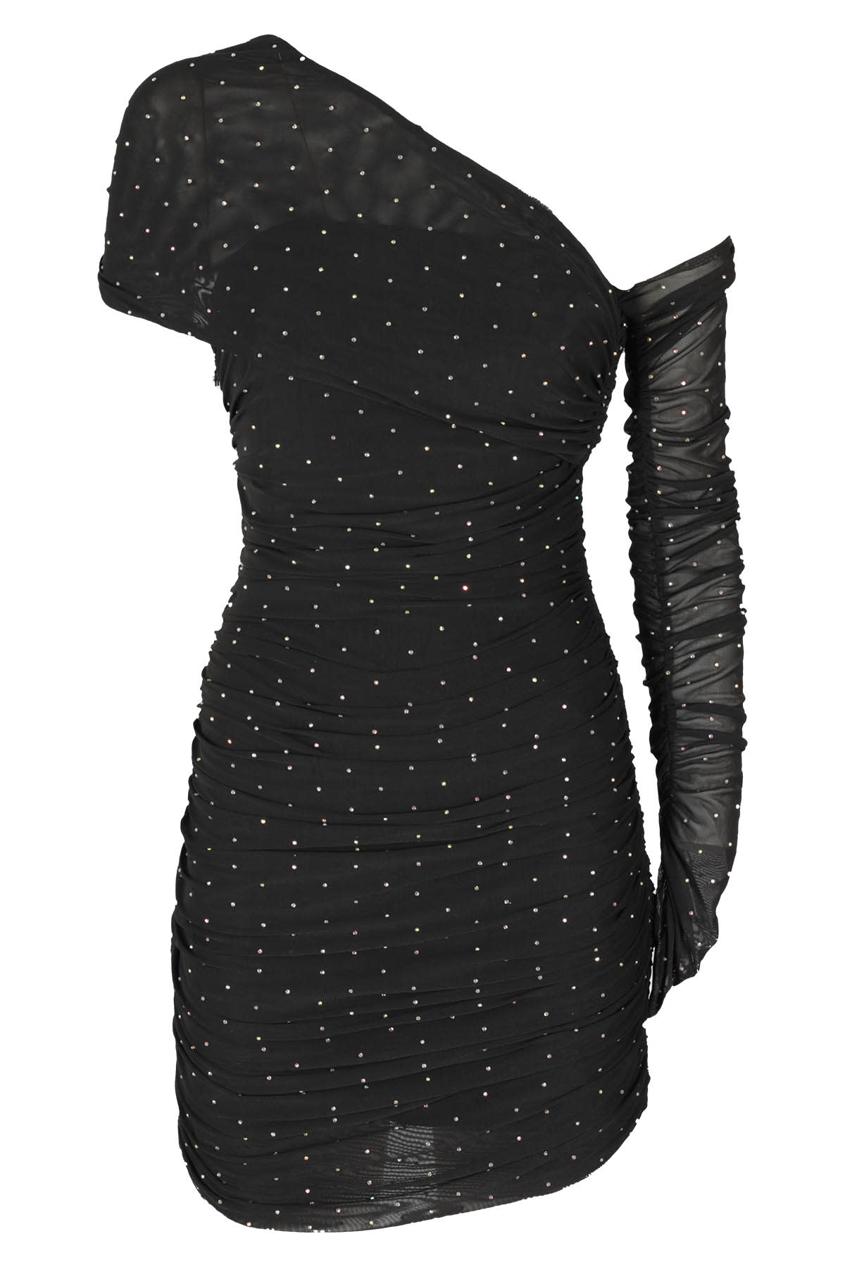 Rotate Birger Christensen Asymmetric Mesh Mini Dress