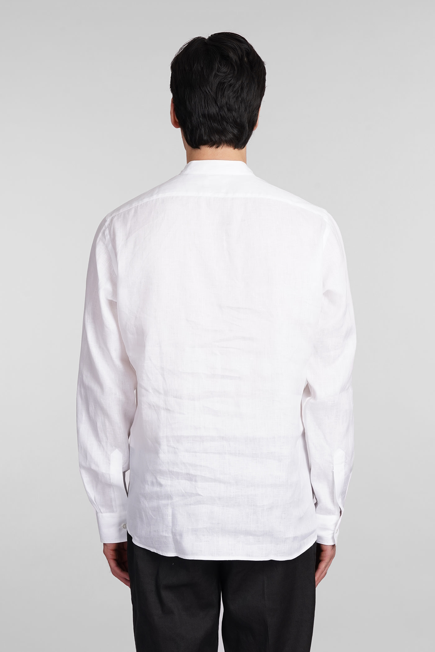 Shop Aspesi Camicia Bruce Shirt In White Linen