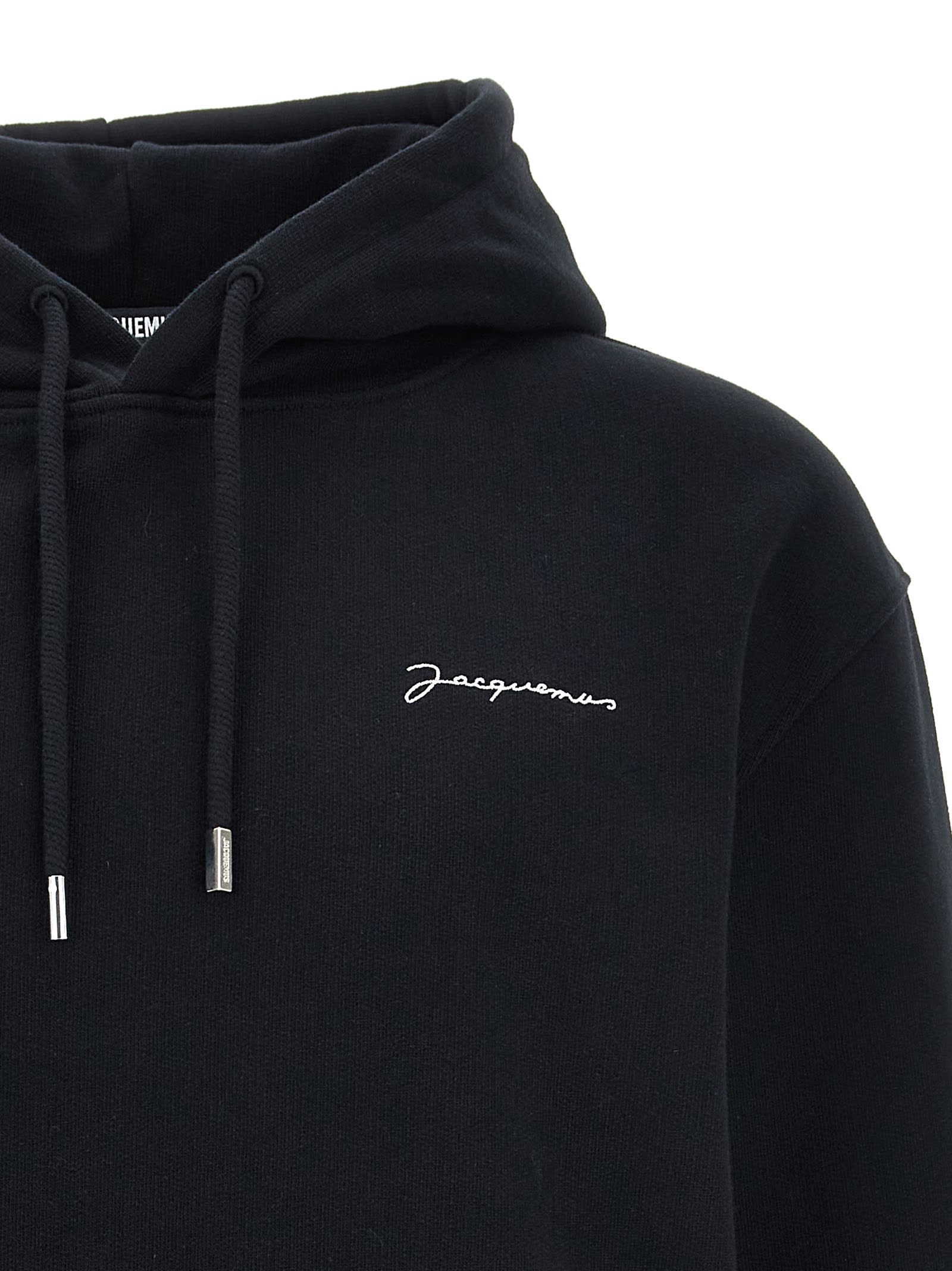 Shop Jacquemus Le Sweatshirt Brodé Hoodie In Black