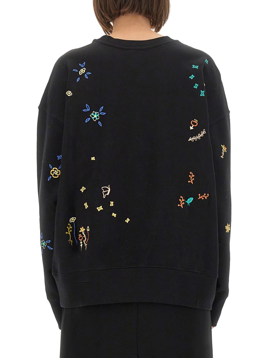 Ps By Paul Smith Sweatshirt With Floral Embroidery In Black