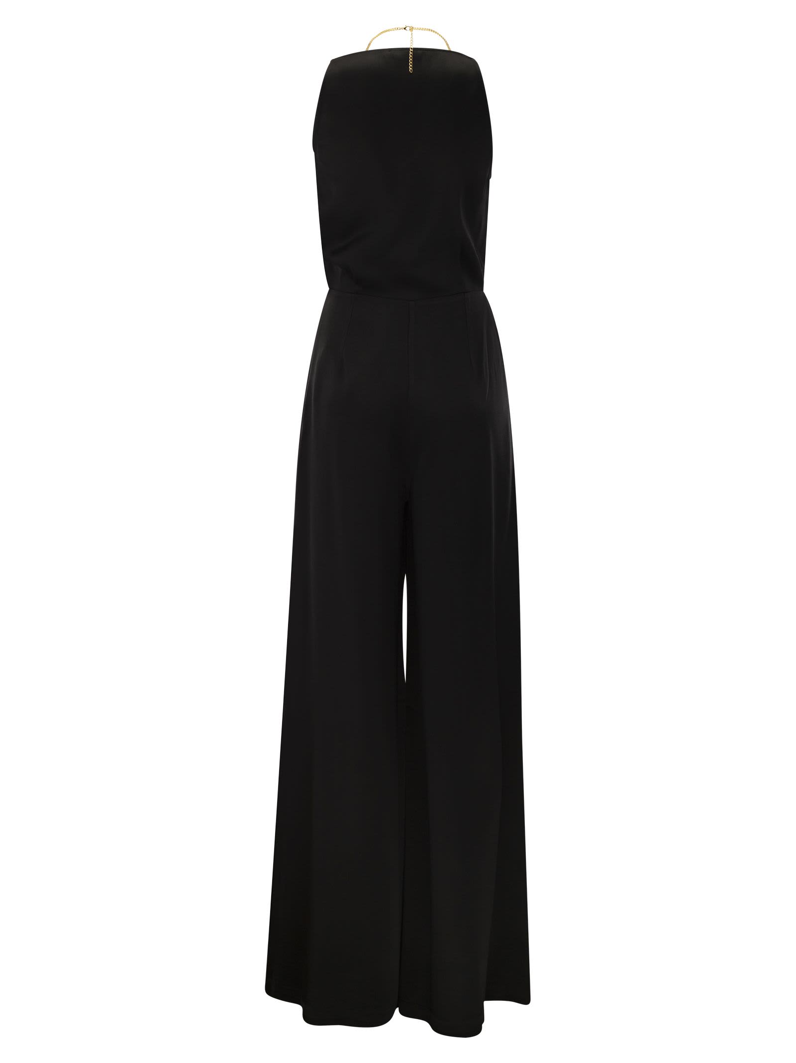 Elisabetta Franchi Jumpsuit Acetate Blend Metal Chain Accessory In Black