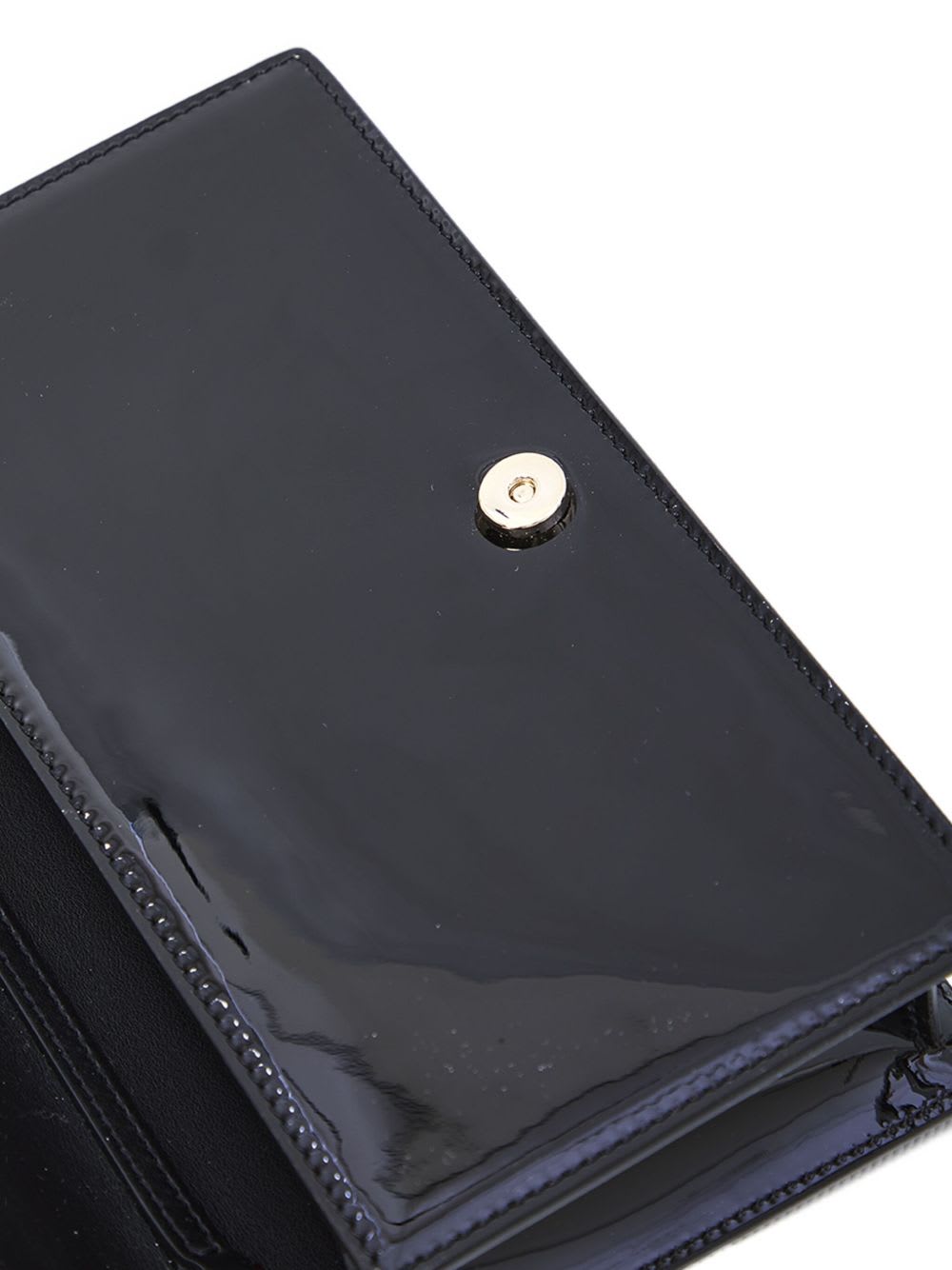 Christian Louboutin Rectangular Patent Clutch Featuring Chain Strap In Black