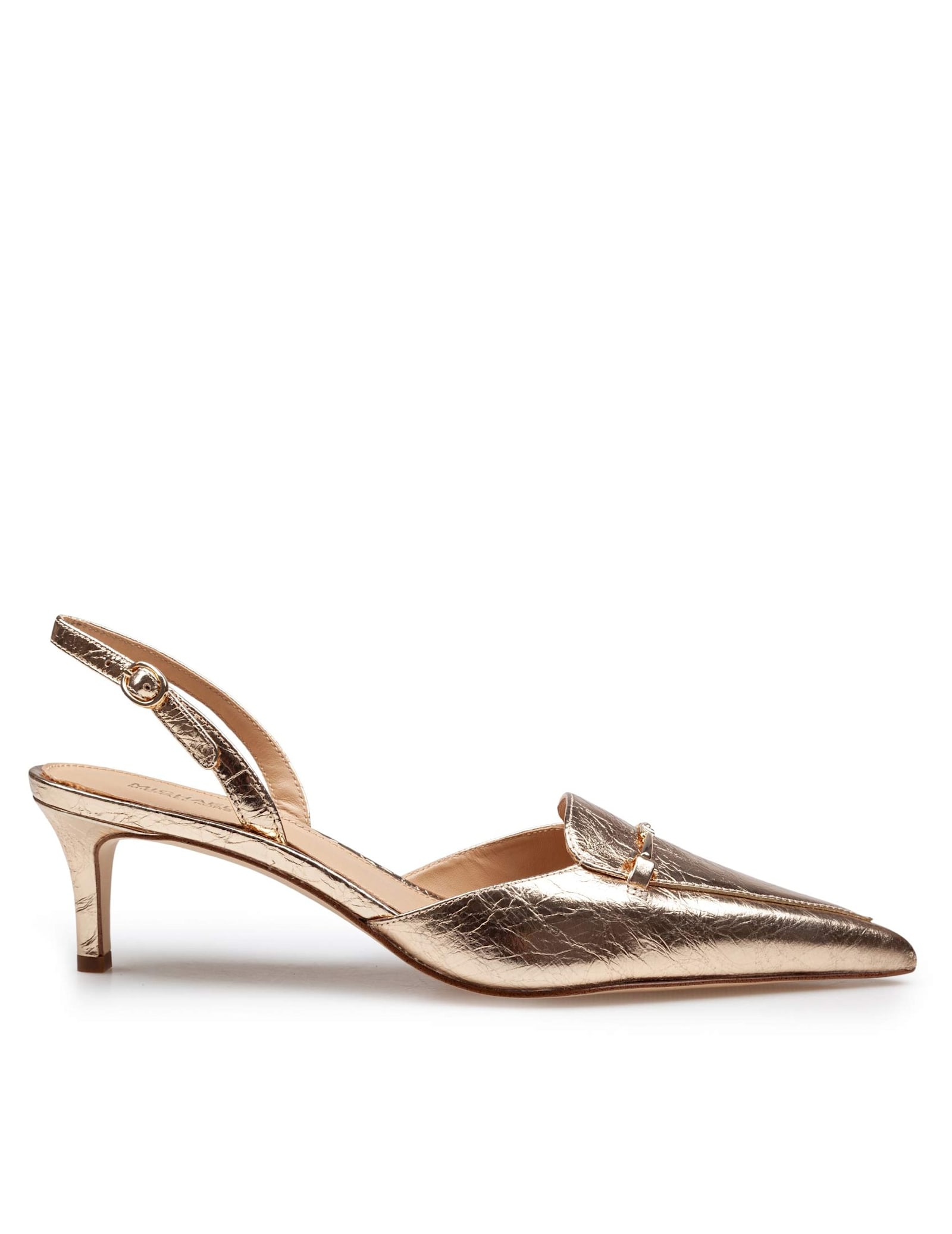 Lena Slingback In Metallic Leather Gold Color