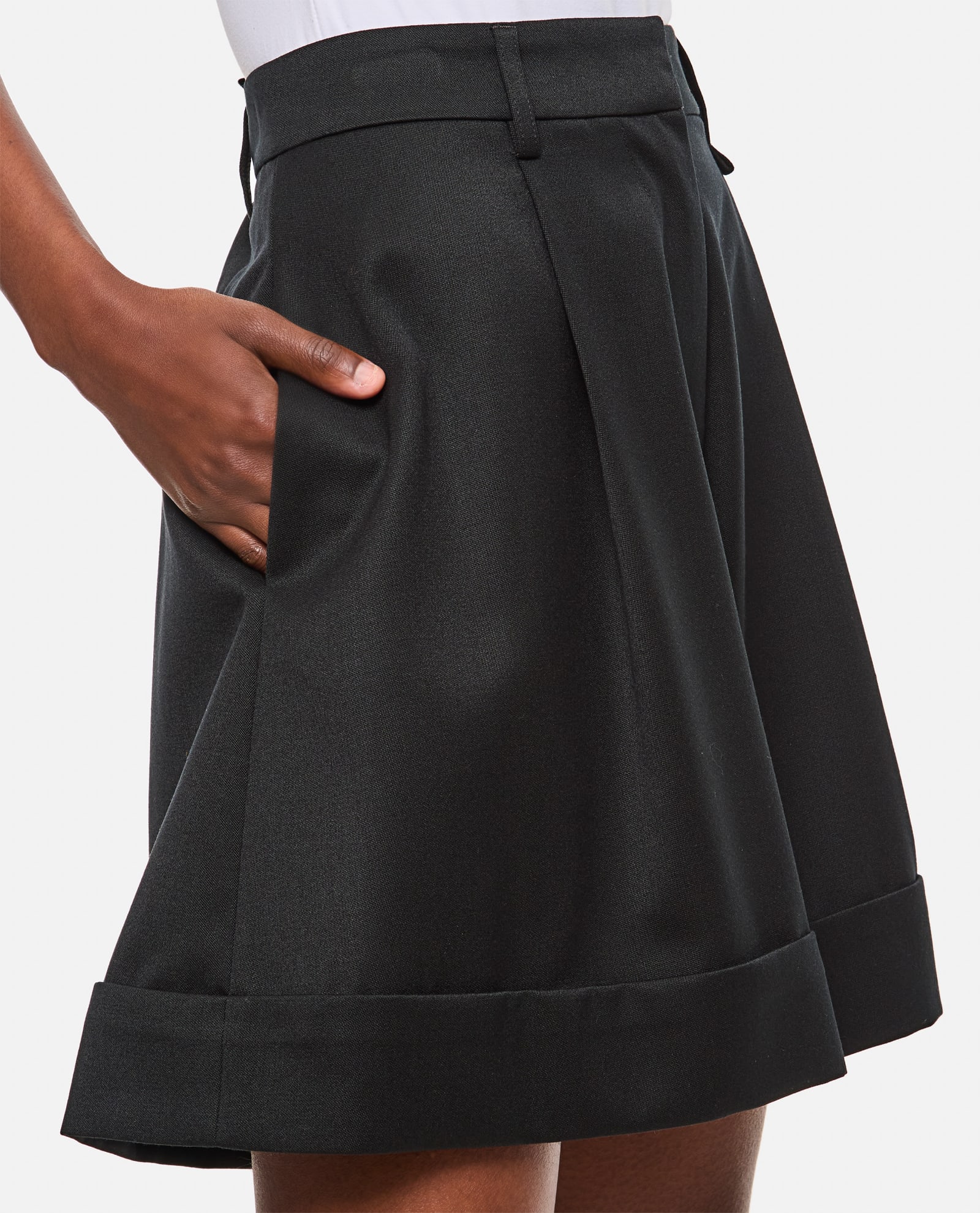 Shop Simone Rocha Sculpted Newsboy Shorts W/ Cuff In Black