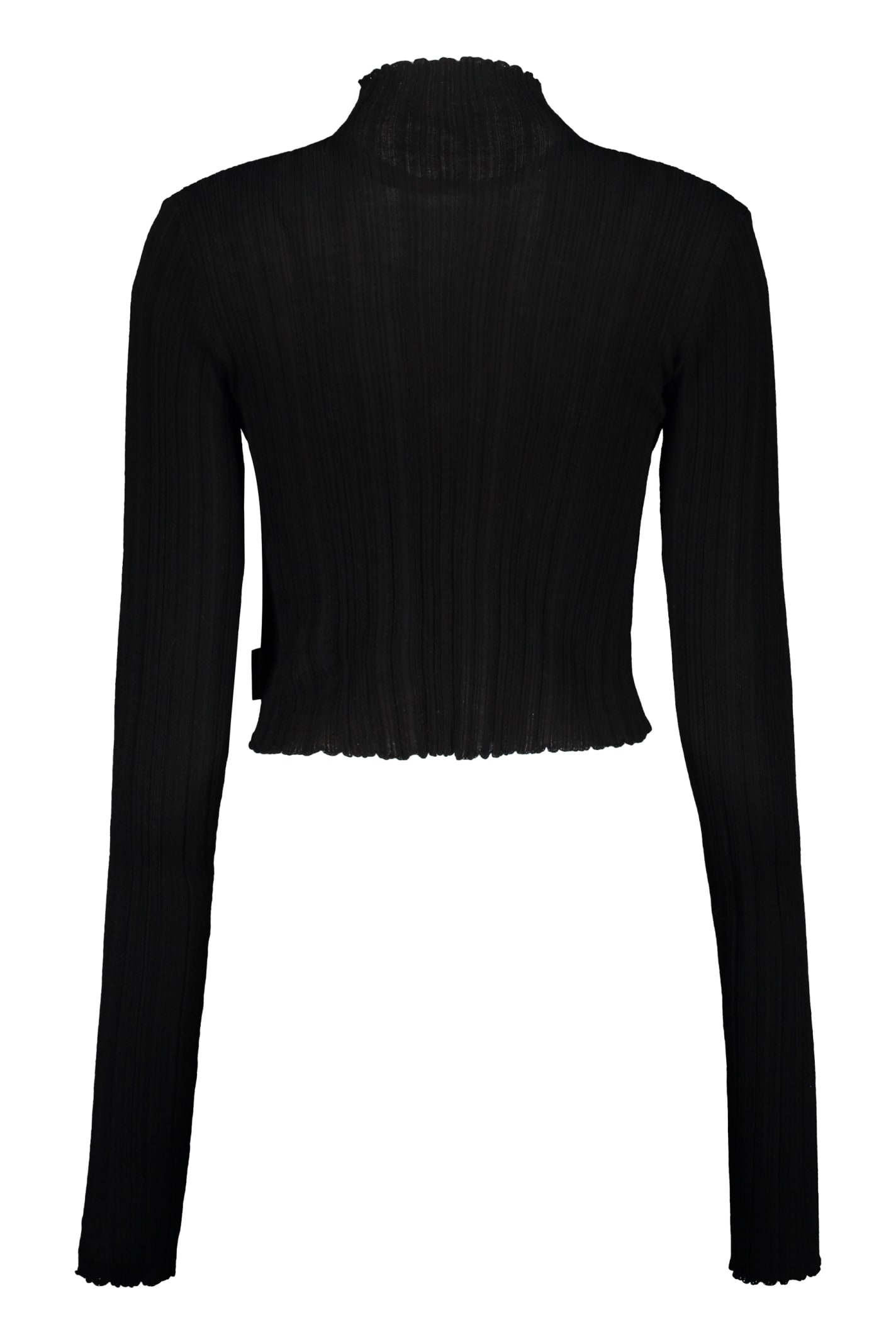 Shop Palm Angels Long Sleeve Crop Top In Black