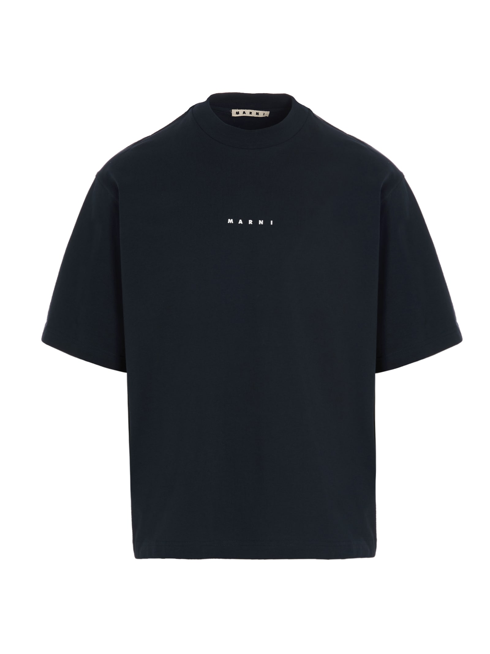 Shop Marni Logo Printed T-shirt In Blue