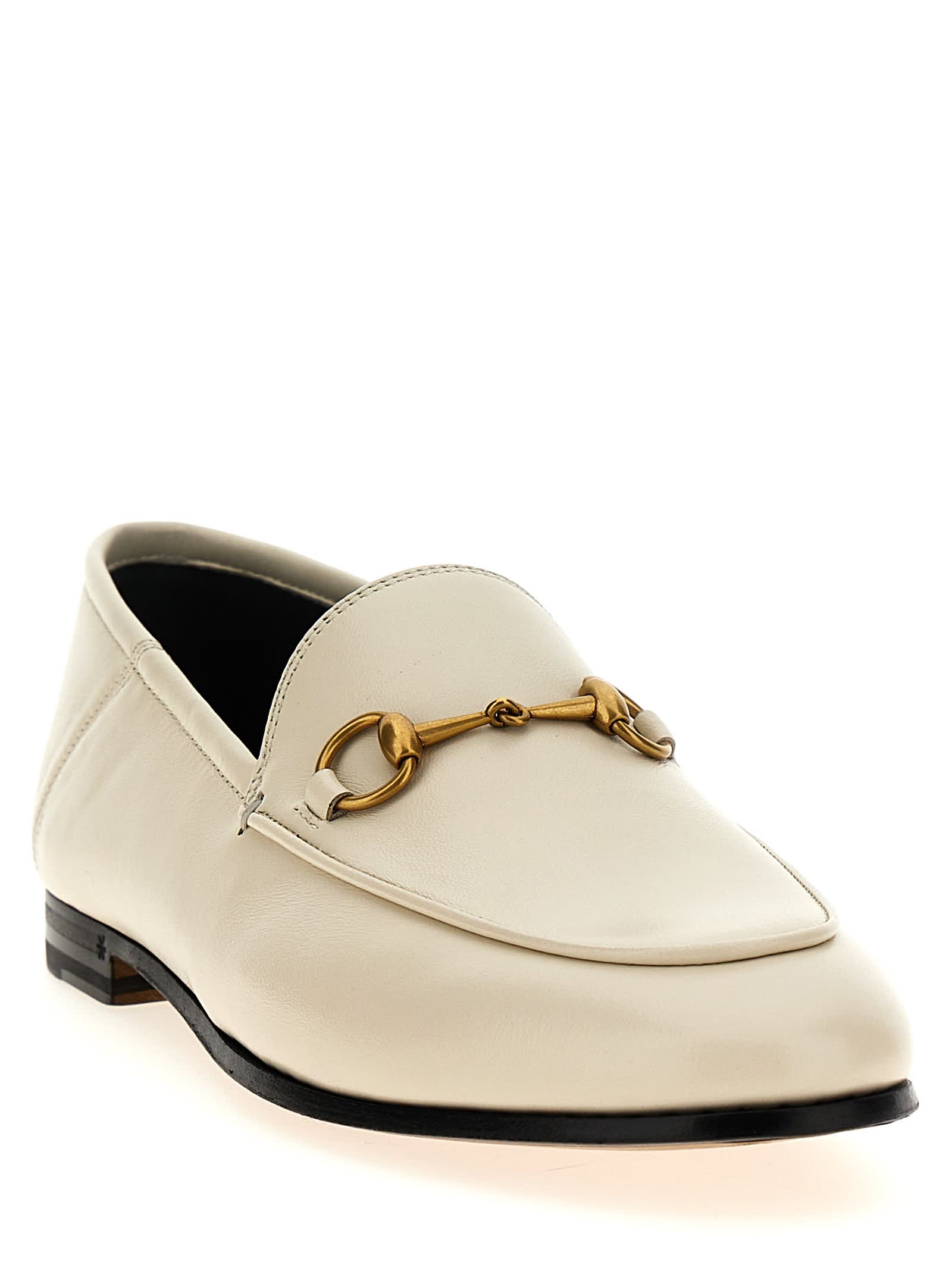 Shop Gucci Morsetto Loafers In White