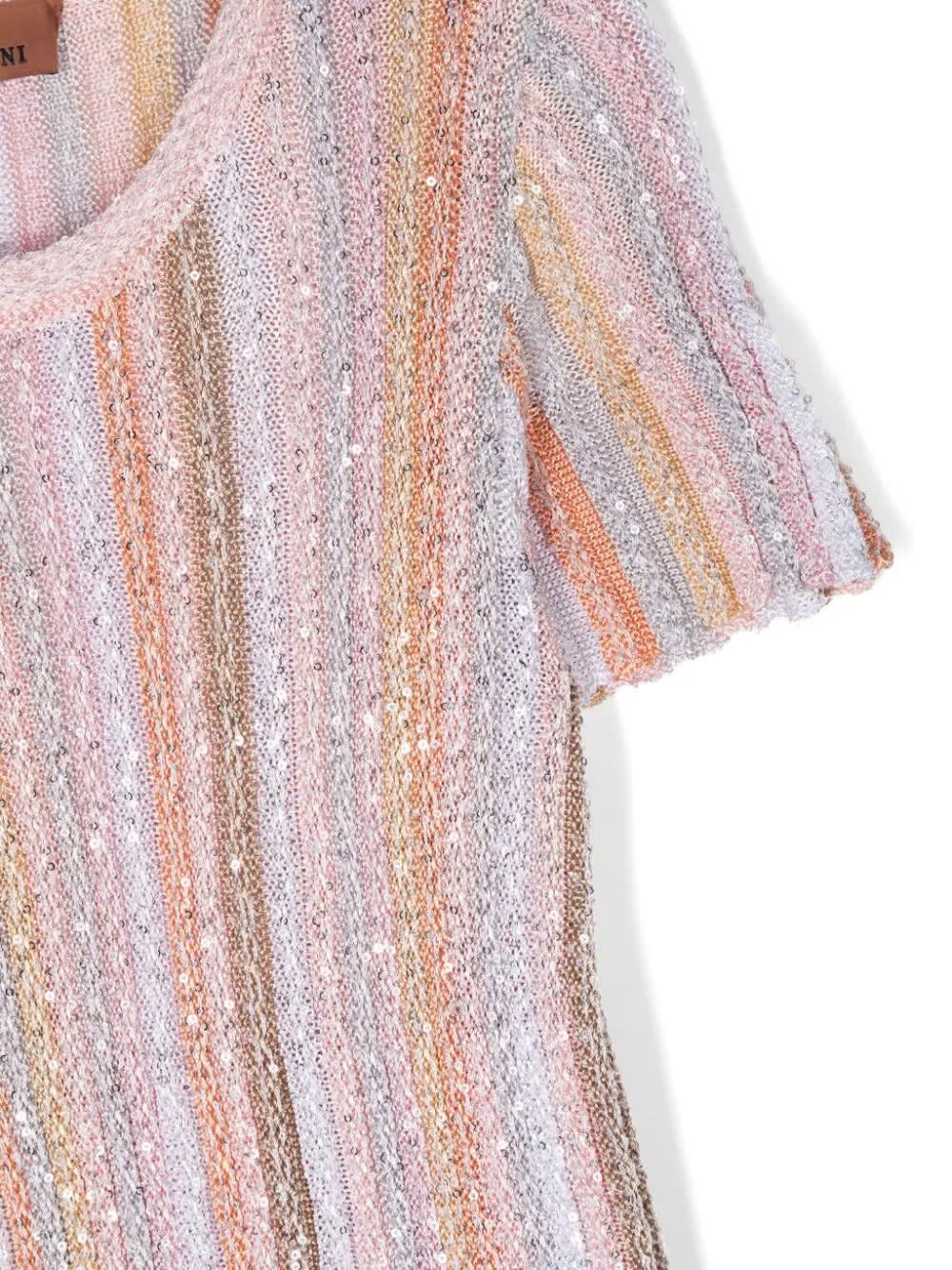 Shop Missoni Chevron Knitted Lurex Dress In Multicolour