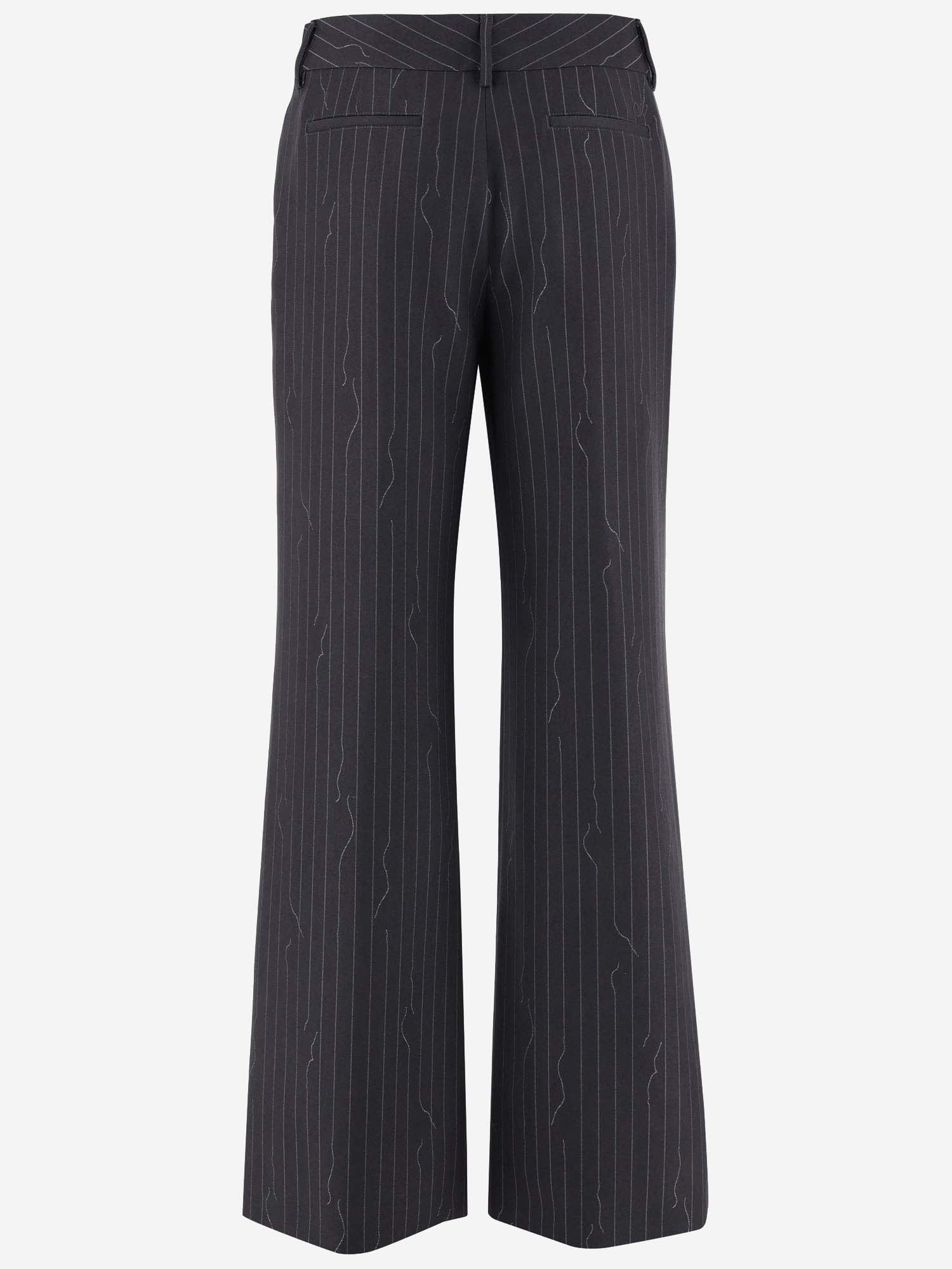 Shop Off-white Wool Blend Pinstripe Pants In Black