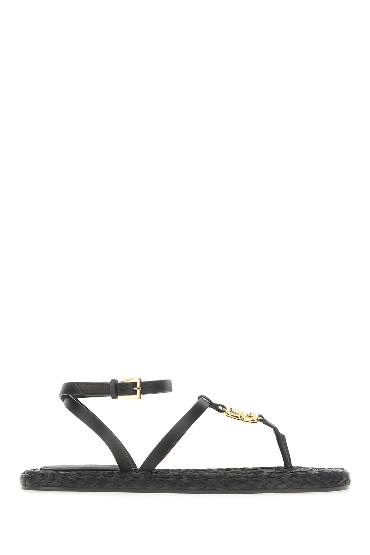 Shop Givenchy Black Leather 4g Thong Sandals