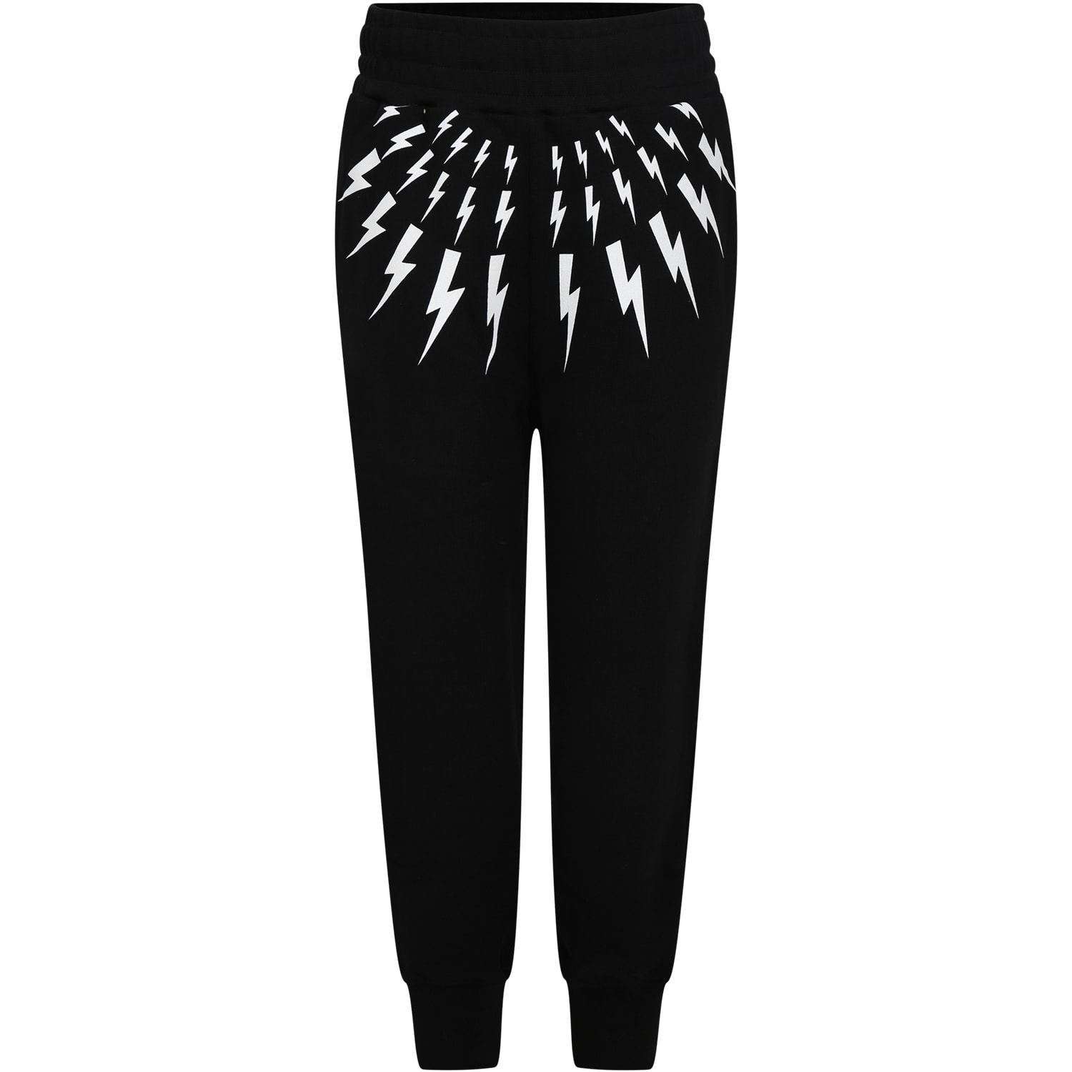 Neil Barrett Kids' Black Trousers For Boy With Iconic Lightning Bolts And Logo