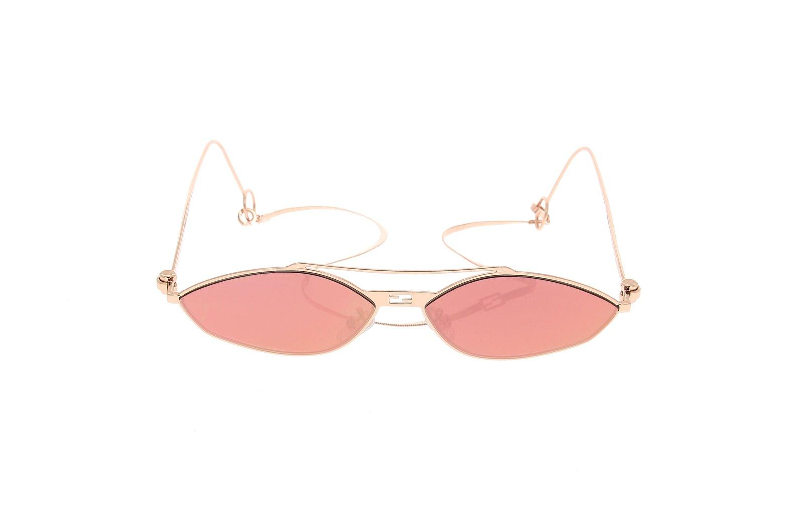 Fendi Geometric Frame Sunglasses In Gold/other / Bordeaux Mirror