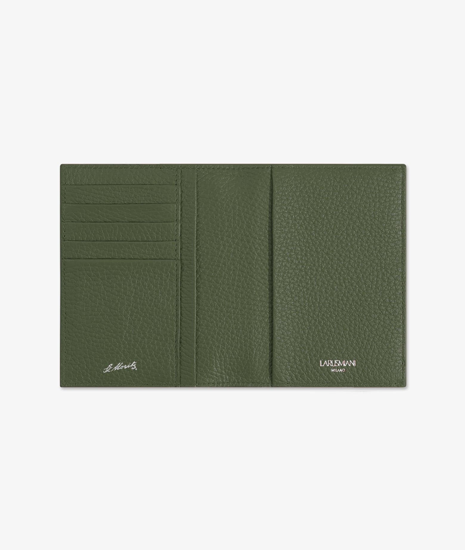 Larusmiani Vertical Card Holder St.moritz Wallet In Olive