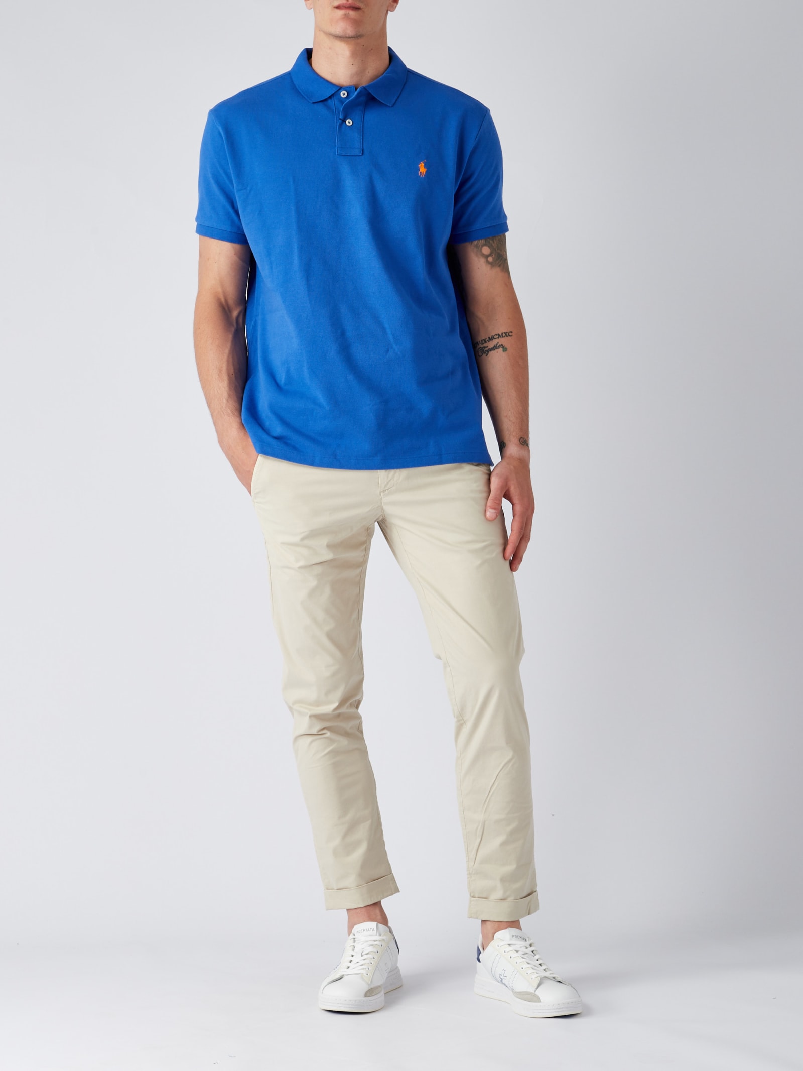 Polo Ralph Lauren Logo Embroidered Short-sleeved Polo Shirt In Blue