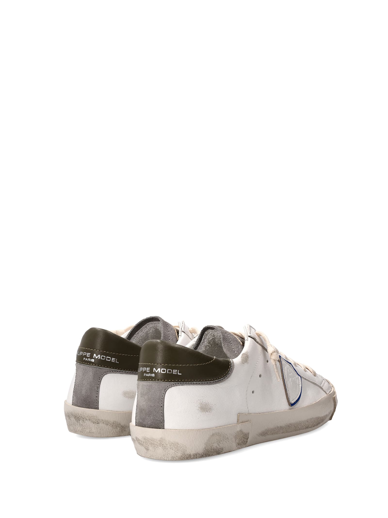 Shop Philippe Model Mens Sneaker Prsx Low White Anthracite In Vintage Mixage Blanc Anthracit