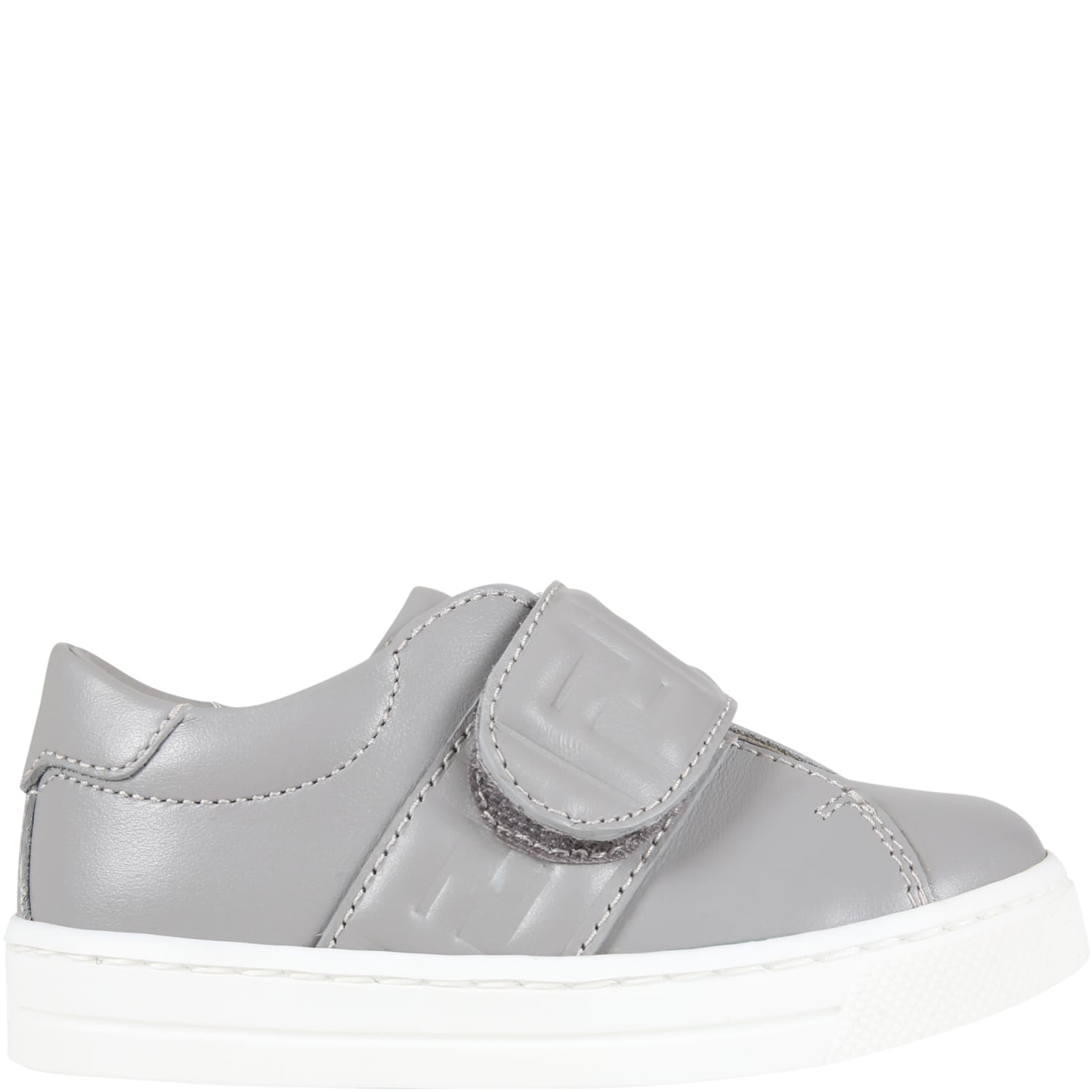 Fendi Gray Sneakers For Babykids With Logo