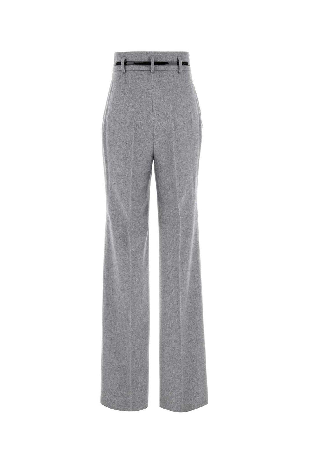 Shop Max Mara Pleat Detailed Straight Leg Trousers In Grey