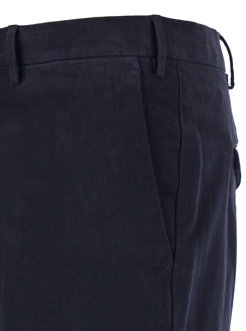 Shop Pt Torino Dark Blue Slim Pants With Concealed Closure In Cotton Man