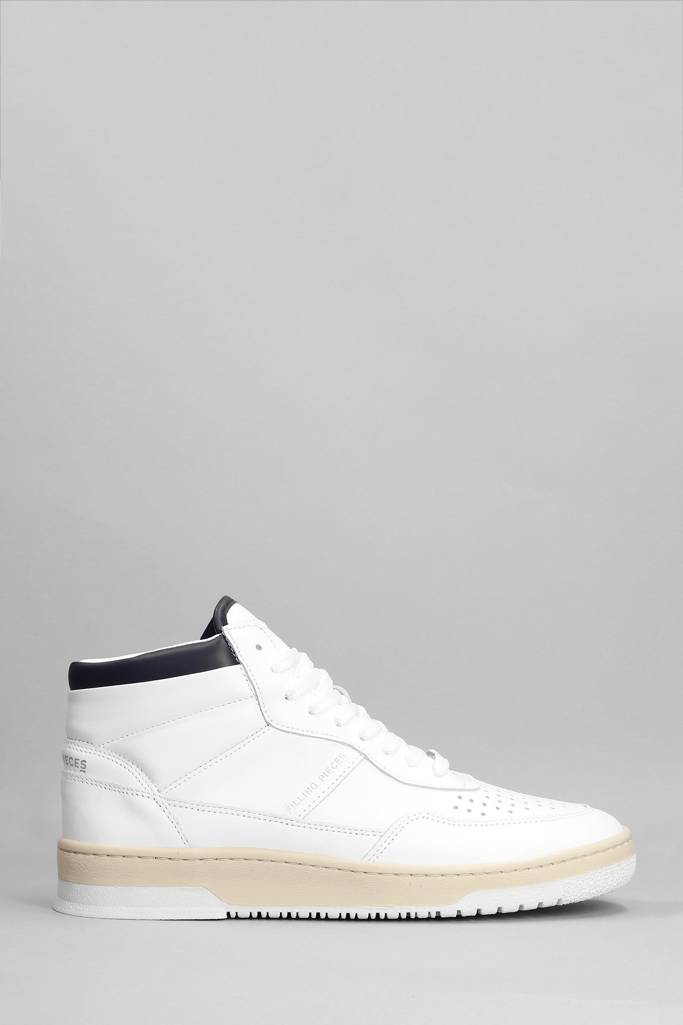FILLING PIECES MID ACE SPIN SNEAKERS IN WHITE LEATHER