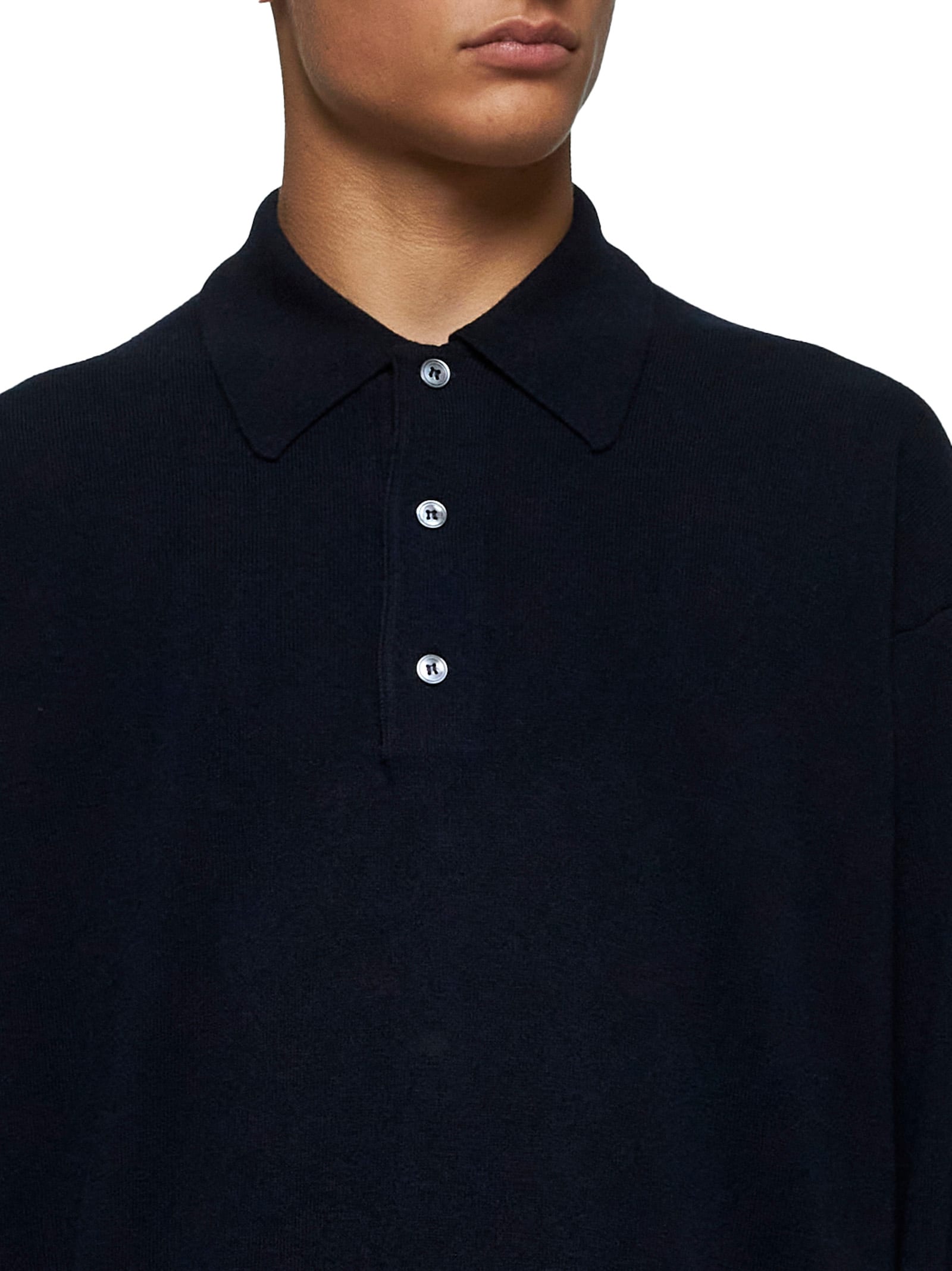 Shop Studio Nicholson Polo Shirt In Darkest Navy