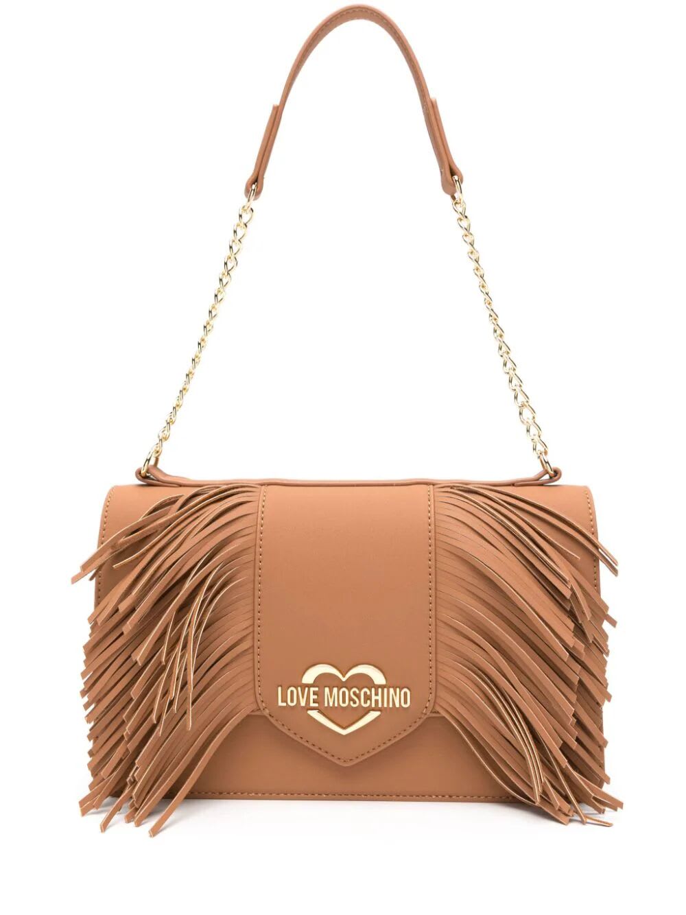 Love Moschino New Shiny Quitled Shoulder Bag In Camel