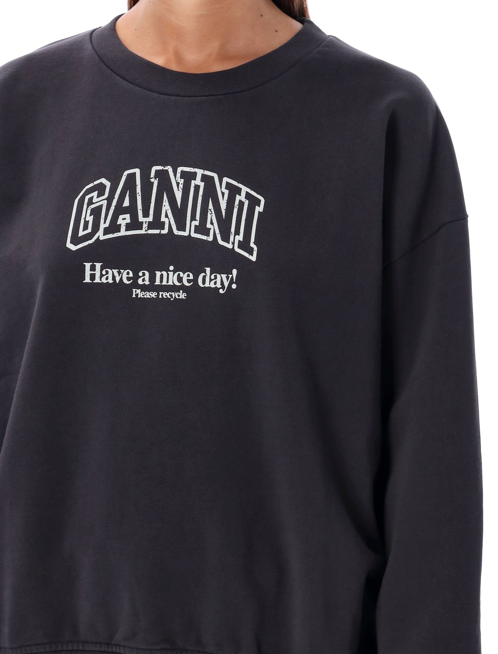 Shop Ganni Oversized Sweatshirt In Phantom