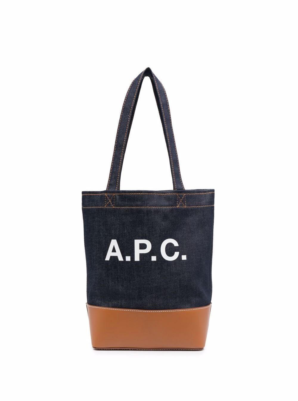 Shop Apc A.p.c Woman Fabric And Leather Tote Bag With Print In Brown