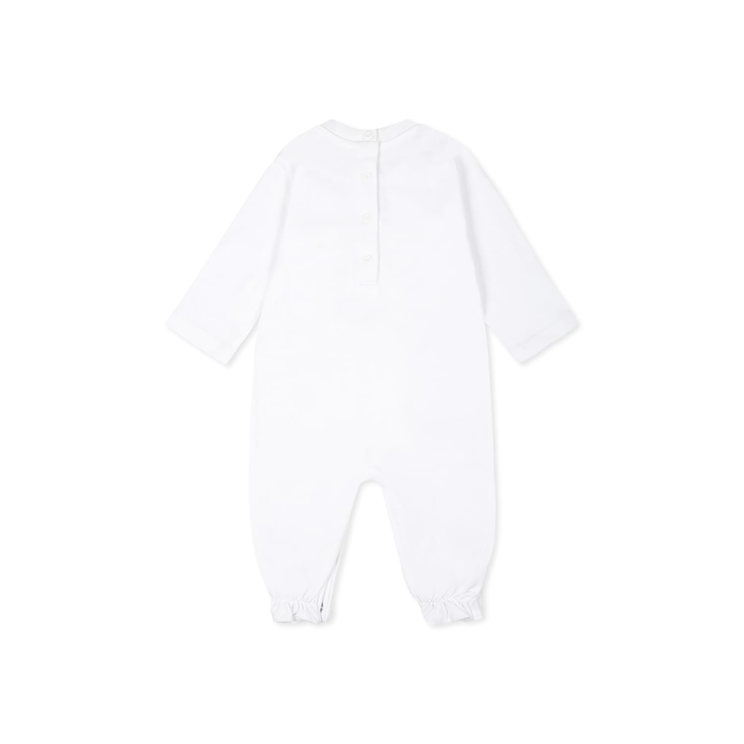 Balmain White Babygrow Set For Babykids With Logo In White