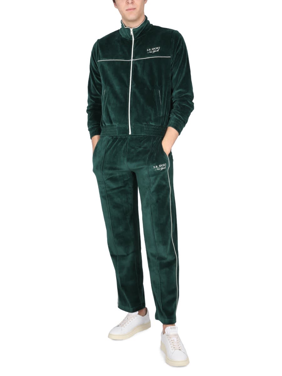 Sporty & Rich Zip Sweatshirt. In Green
