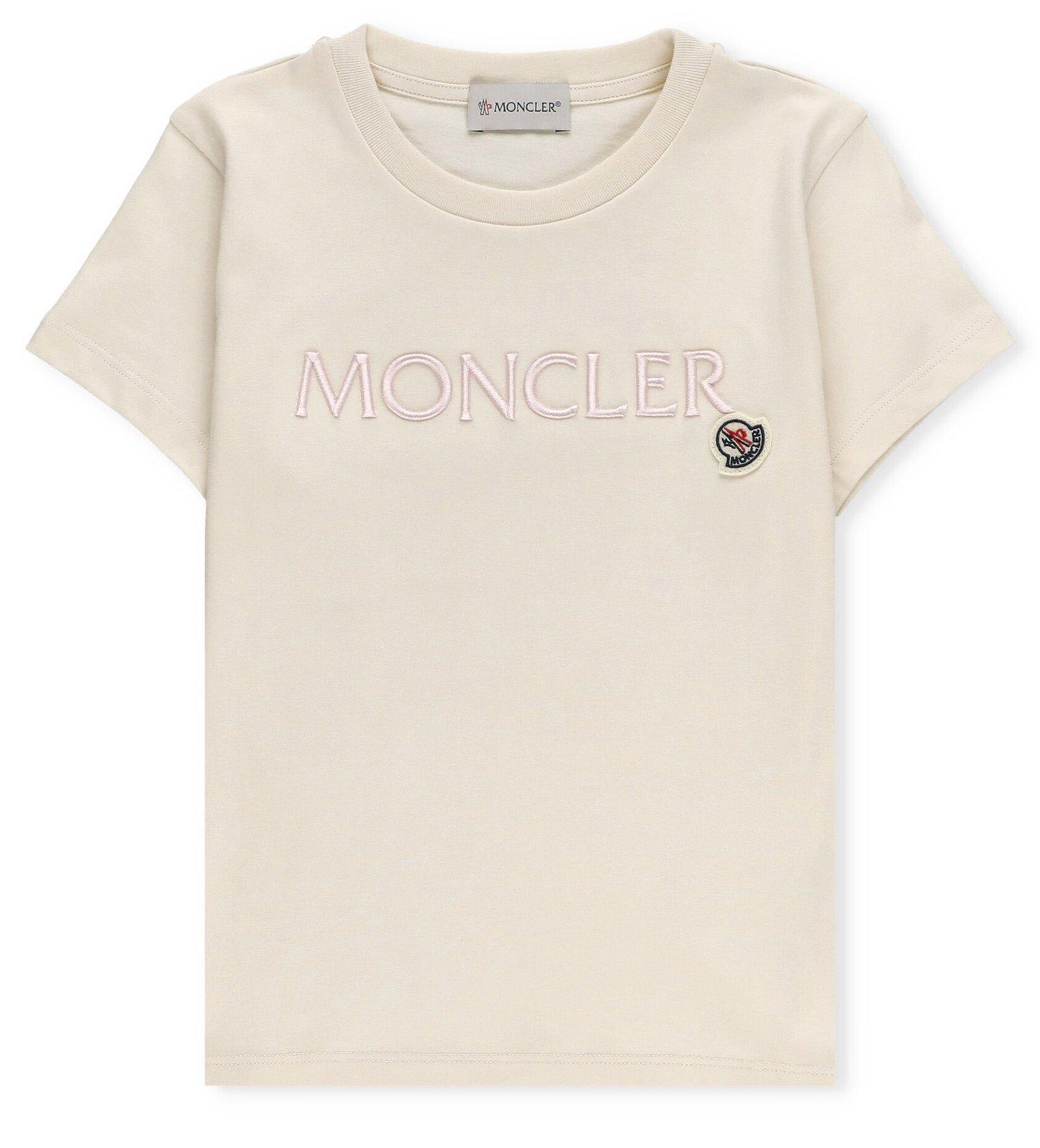 Shop Moncler Logo Embroidered Crewneck T-shirt
