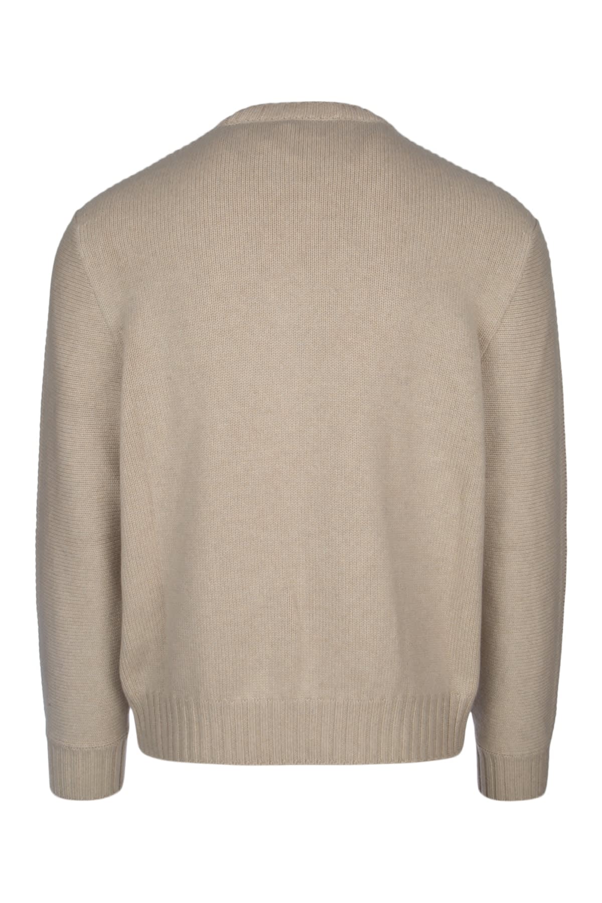 Loro Piana Ribbed Crew Neck Sweater With Long Sleeves In Neutral