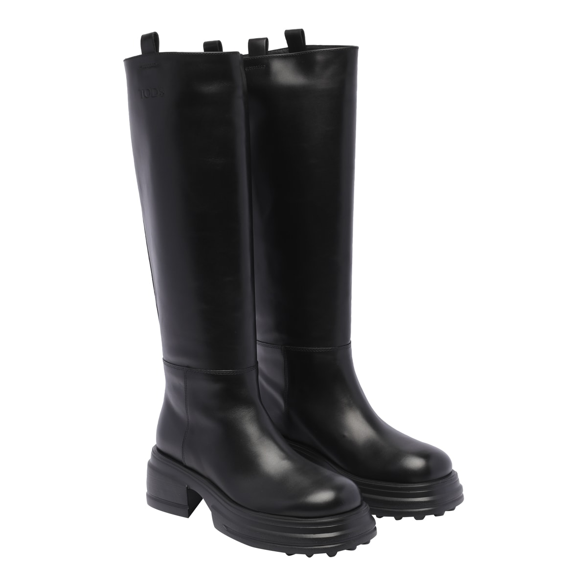 Tod's Platform Leather Boots In Black