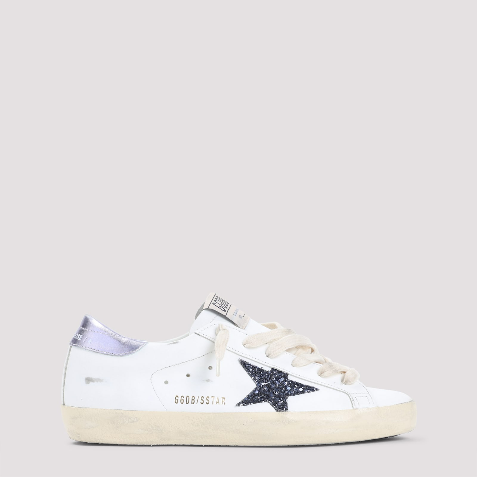 Golden Goose Low-top White Sneakers With Glittery Star And Metallic Heel Tab In White