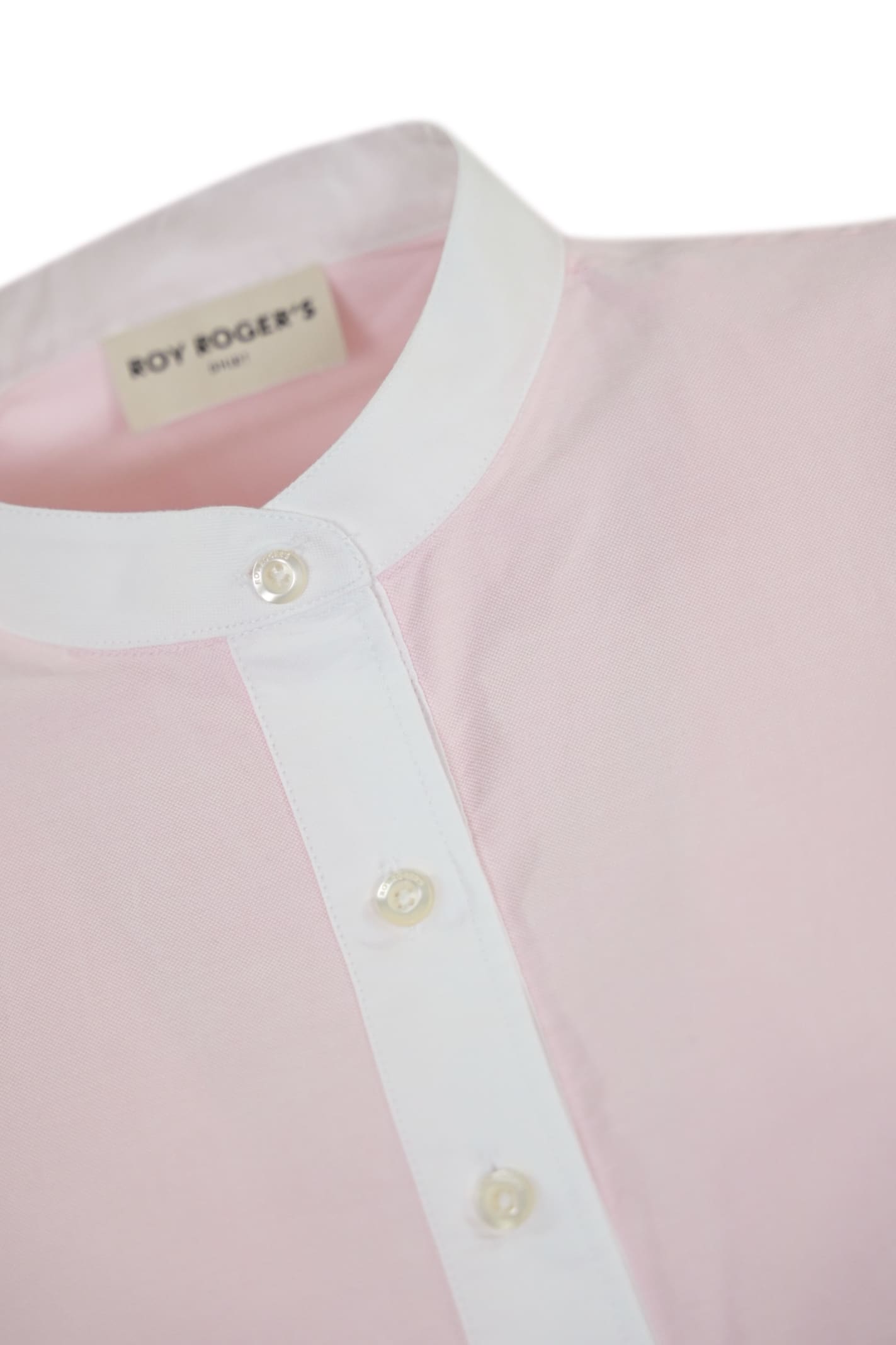 Shop Roy Rogers Mandarin Collar Shirt In Washed Pink