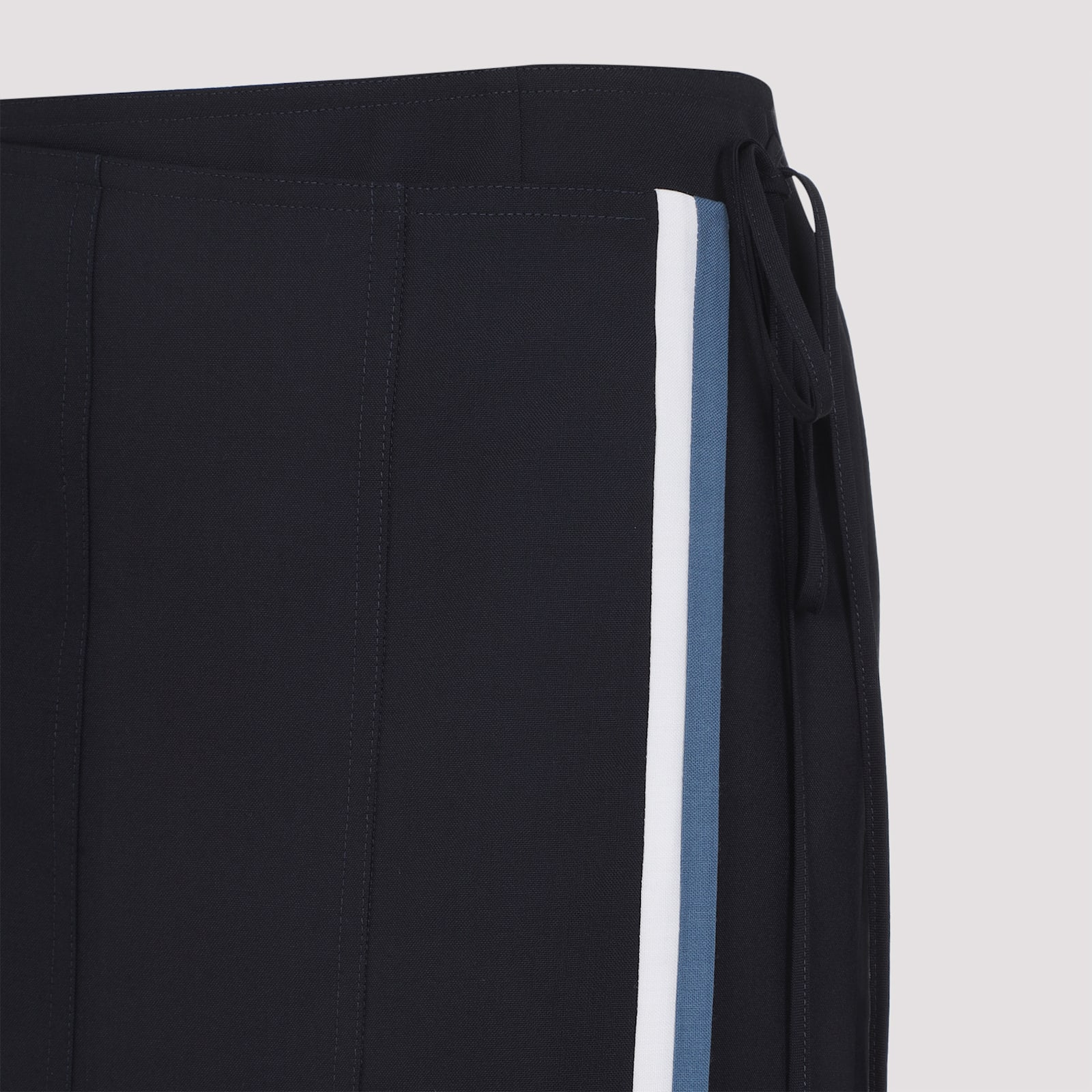 Marni Wool Midi Skirt With Pleats And Tie In Blue