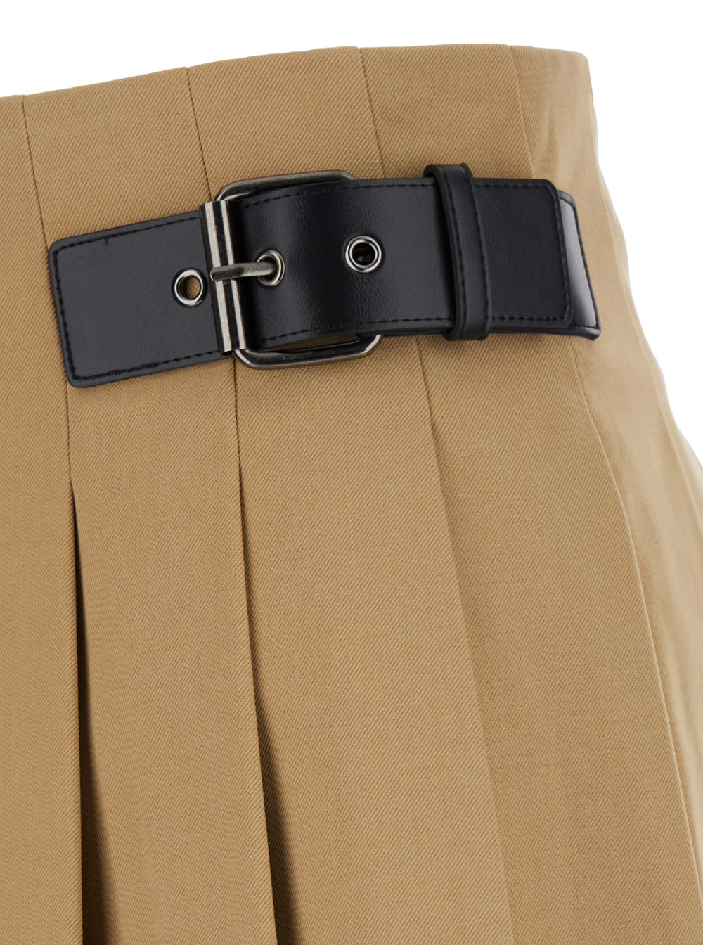 Dunst Beige Skirt With Adjustable Side Belt And Pleated Details In Fabric Woman