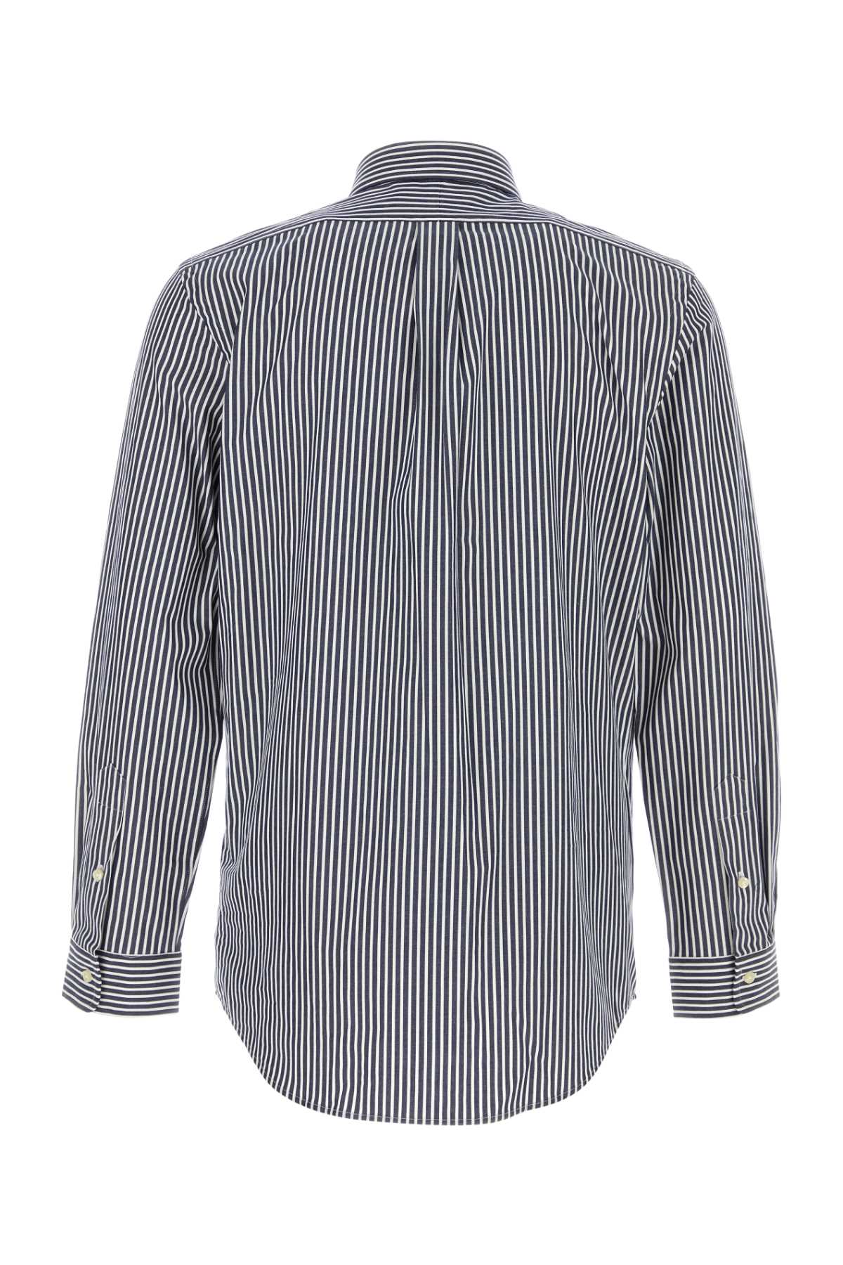 Polo Ralph Lauren Striped Cotton Shirt Button-down Collar In Blue