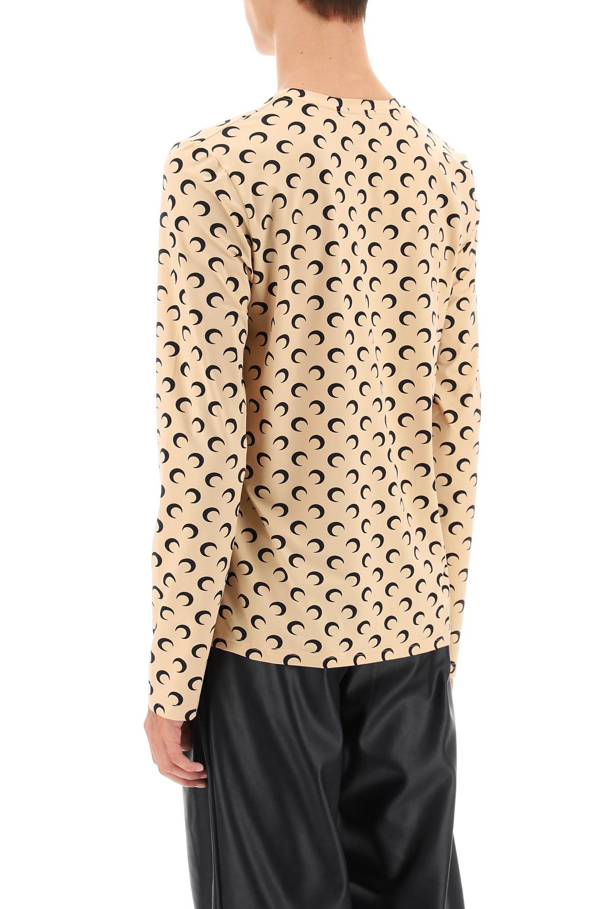 Shop Marine Serre All Over Moon Long-sleeved T-shirt In Beige