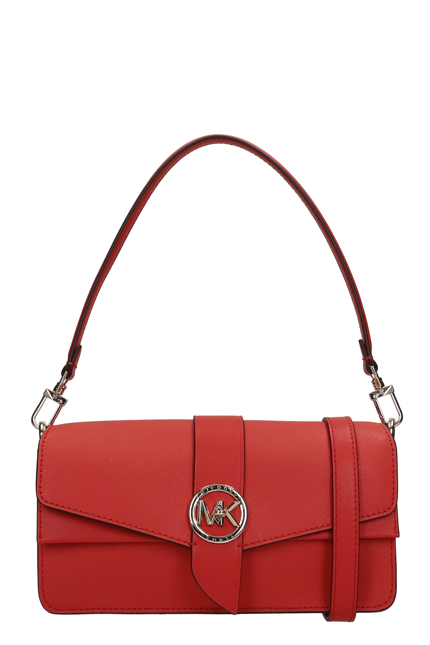 Michael Kors Greenwich Shoulder Bag In Red Leather