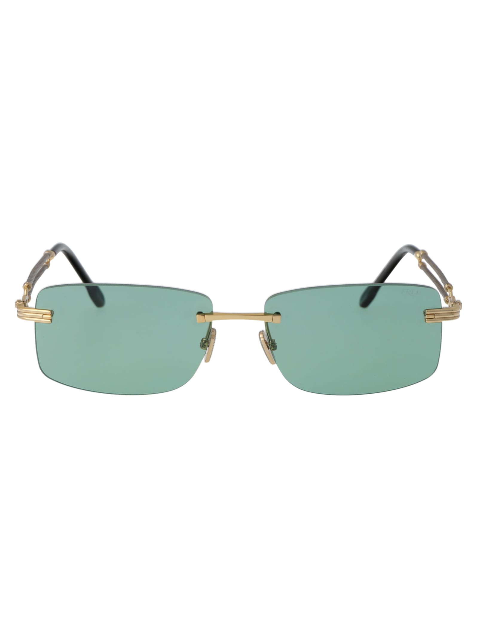 Fred Double Cable Sunglasses In 30n Shiny Endura Gold / Green