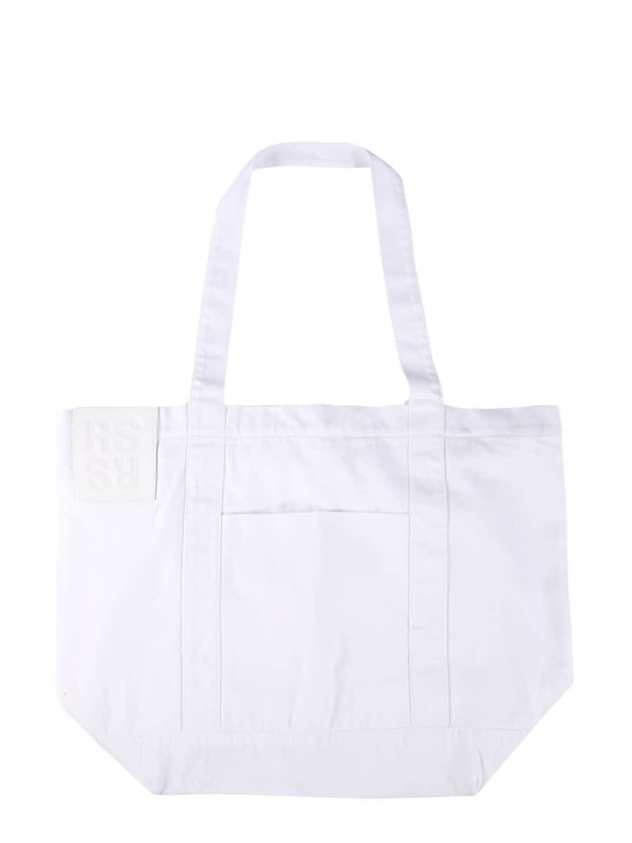 Shop Raf Simons Logo Shopping Bag In White