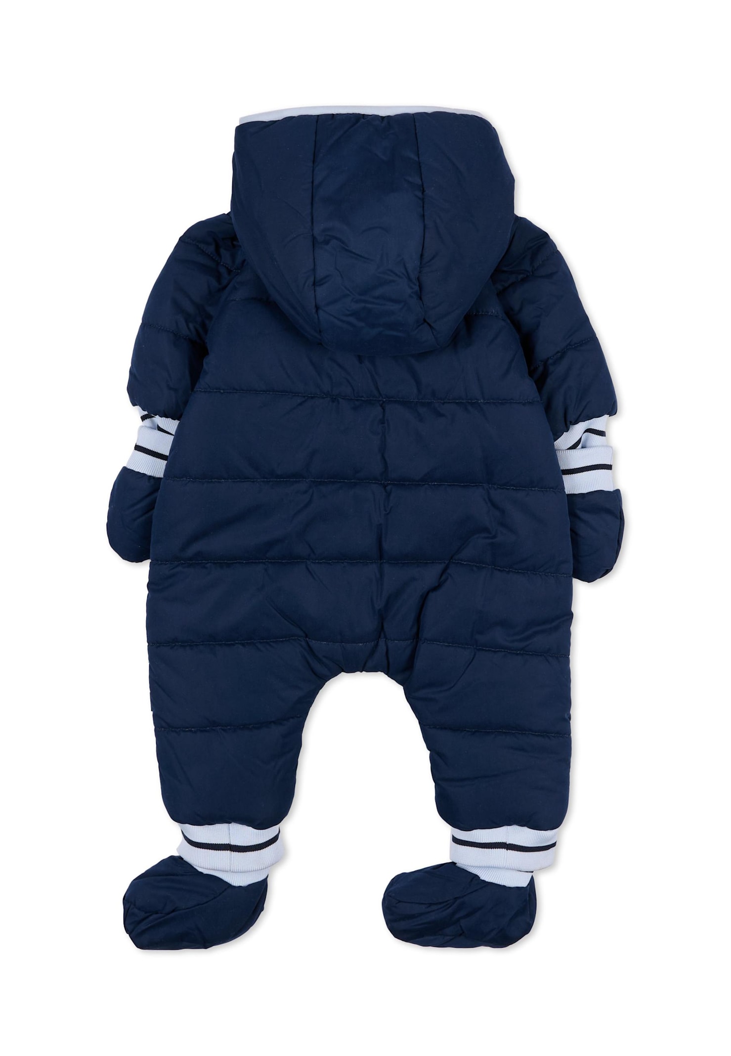 Hugo Boss Blue Down Jacket For Baby Boy With Logo In Blue