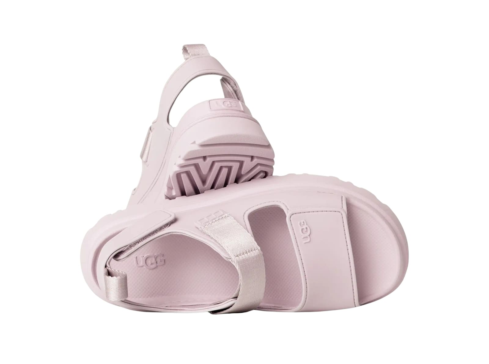 Ugg Shimmering Platform Sandals Pull Tab In Bay Fog